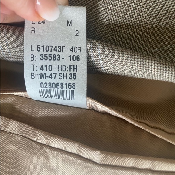 Lauren Ralph Lauren 100% Wool Executive Suit Beige Windowpane Coat Size 40 R - Picture 10 of 10